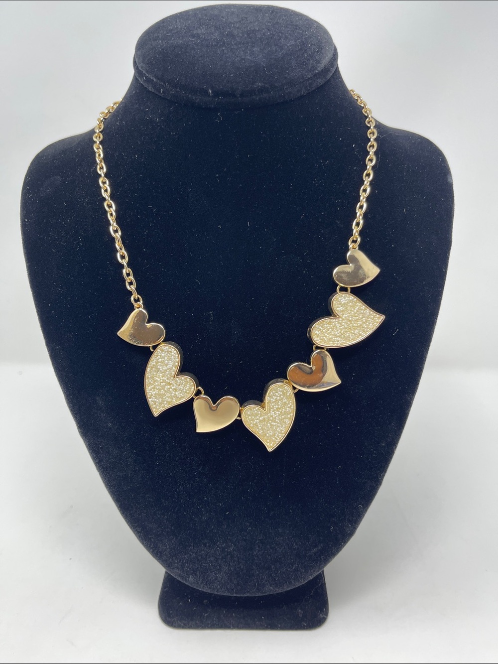 INC International Concepts Gold-Tone Bead Heart Statement White 16"